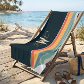 Monogram retro kleurenpalet strepen strandlaken