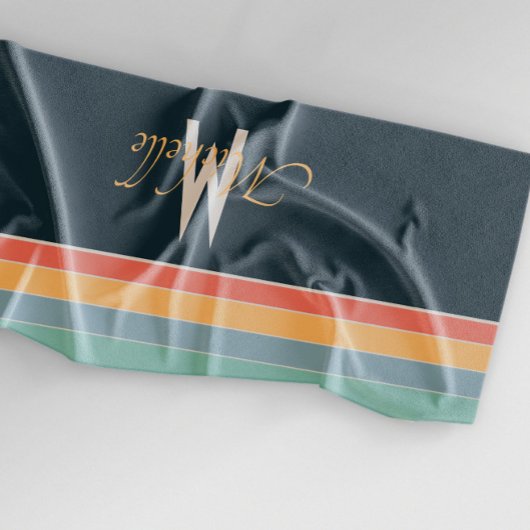 Monogram retro kleurenpalet strepen strandlaken