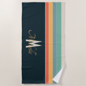 Monogram retro kleurenpalet strepen strandlaken (Voorkant)