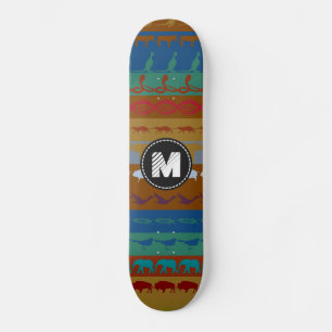 Monogram Retro Kleurrijke Dieren Patroon #6 Skateboard