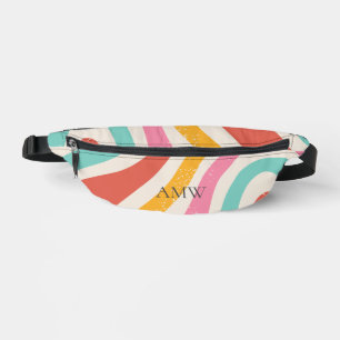 Monogram Retro Kleurrijke Golvende Strepen Heuptas Heuptasje