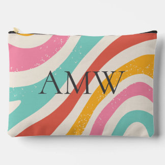 Monogram Retro Kleurrijke Golvende Strepen Ritsslu Etui