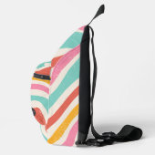 Monogram Retro Kleurrijke Golvende Strepen Sling Bag (Rechts)