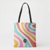 Monogram Retro Kleurrijke Golvende Strepen Tote Bag (Voorkant)