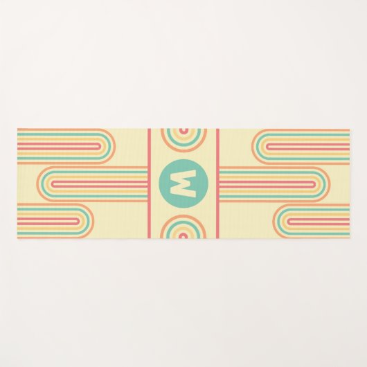 Monogram retro-lijnkunst yogamat (Voorkant (horizontaal))