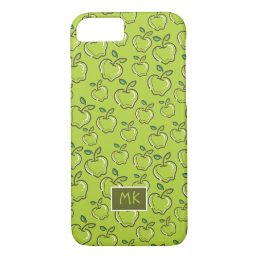 Monogram Retro Little Green Apples Fruit Case-Mate iPhone Case (Achterkant)