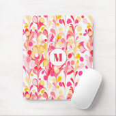 Monogram Retro Marble Abstract Pattern Pink Muismat (Met muis)