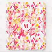 Monogram Retro Marble Abstract Pattern Pink Muismat (Voorkant)