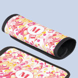 Monogram Retro Marmer Abstract Patroon Roze Handvat Beschermer<br><div class="desc">Een modern,  abstract gemarmerd patroon in roze,  oranje en geel. Verander het monogram initiaal personaliseer.</div>