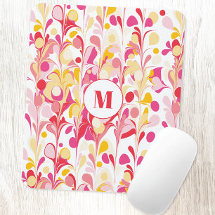 Monogram Retro Marmer Abstract Patroon Roze Muismat