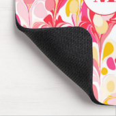 Monogram Retro Marmer Abstract Patroon Roze Muismat (Hoek)