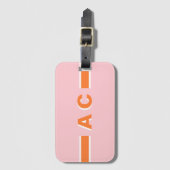 Monogram Retro Meisjesuitje Gepersonaliseerde Baga Bagagelabel (Voorkant (verticaal))