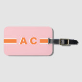 Monogram Retro Meisjesuitje Gepersonaliseerde Baga Bagagelabel (Voorkant (horizontaal))