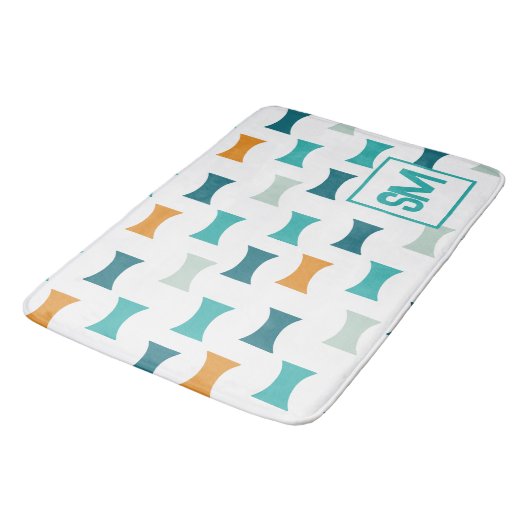 Monogram Retro Mid Century geometrisch patroon Badmat (Gekanteld)