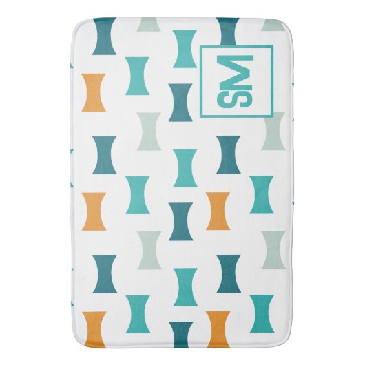 Monogram Retro Mid Century geometrisch patroon Badmat (Voorkant Verticaal)