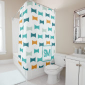 Monogram Retro Mid Century geometrisch patroon Douchegordijn (In situ)