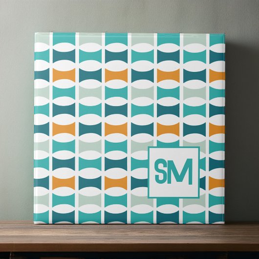 Monogram Retro Mid Century geometrisch patroon Tegeltje