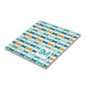 Monogram Retro Mid Century geometrisch patroon Tegeltje (Zijkant)