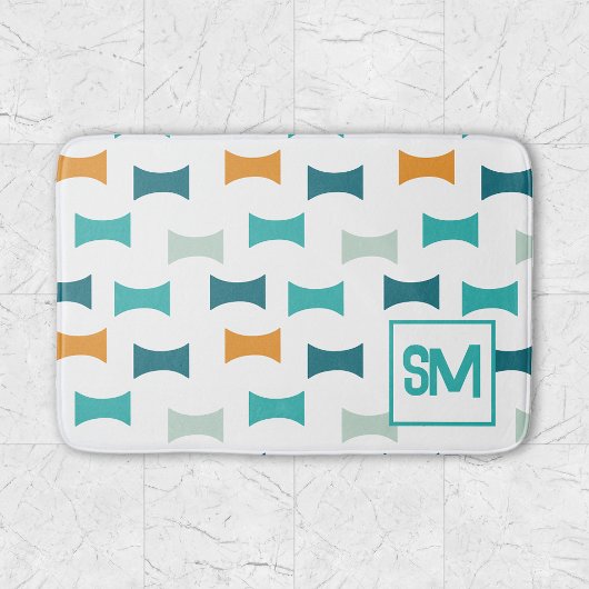Monogram Retro Midden Eeuw Geometrisch Patroon Badmat