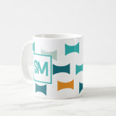 Monogram Retro Midden Eeuw Geometrisch Patroon Koffiemok (Voorkant links)