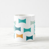 Monogram Retro Midden Eeuw Geometrisch Patroon Koffiemok (Center)