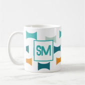 Monogram Retro Midden Eeuw Geometrisch Patroon Koffiemok (Links)