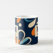 Monogram retro mideeuw blauwgroen madeliefjes koffiemok (Center)