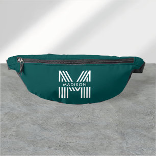 Monogram retro modern Blauwgroen Heuptasje