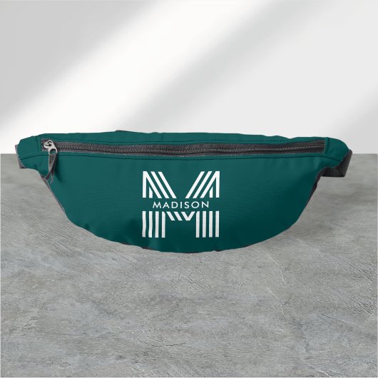 Monogram retro modern Blauwgroen Heuptasje