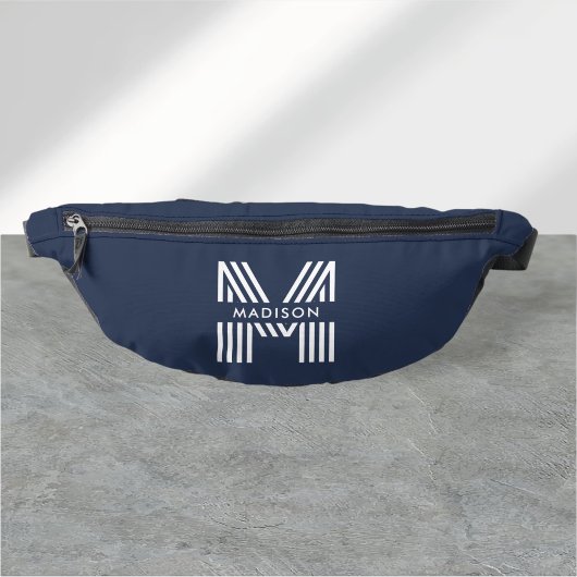 Monogram Retro Modern Navy Blauw Heuptasje
