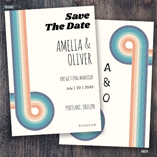 Monogram  Retro Old Style 70s Save The Date
