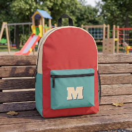 Monogram retro oranje en blauw bedrukte rugzak