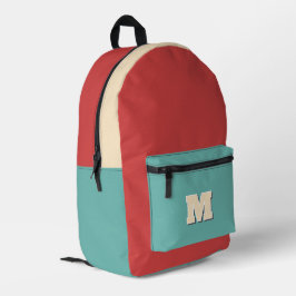 Monogram retro oranje en blauw bedrukte rugzak