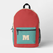 Monogram retro oranje en blauw bedrukte rugzak (Voorkant)