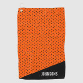 Monogram Retro-Oranje en zwarte pooldots Golfhanddoek (Voorkant)