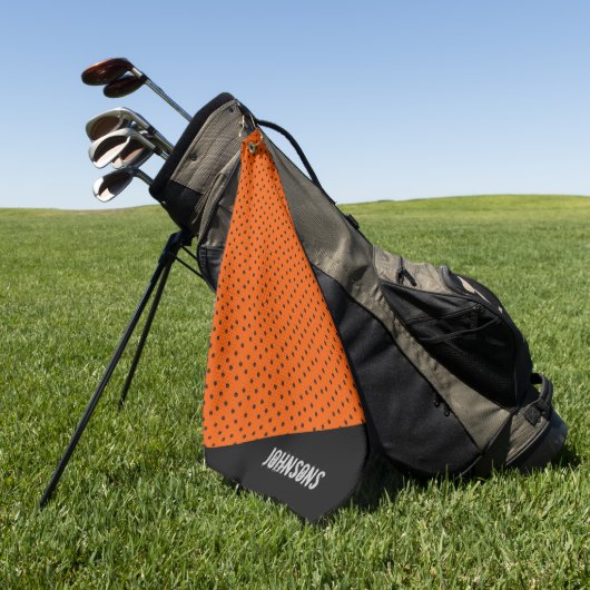 Monogram Retro-Oranje en zwarte pooldots Golfhanddoek (Groen)