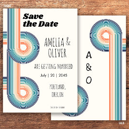monogram Retro oude stijl 70's Save The Date