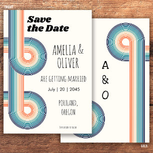  monogram Retro oude stijl 70's Save The Date