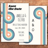  monogram Retro oude stijl 70's Save The Date