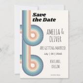  monogram Retro oude stijl 70's Save The Date (Voorkant)