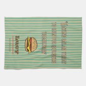 Monogram  retro patroon met leuke hamburger theedoek (Horizontaal)