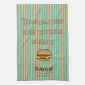 Monogram  retro patroon met leuke hamburger theedoek (Verticaal)