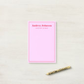 Monogram Retro Pink en Red Bold Typografie Naam Post-it® Notes (Op bureau)