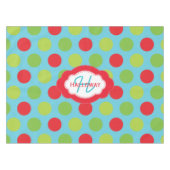 Monogram Retro Polka Dots Kerst Tafelkleed (Voorkant (Horizontaal))