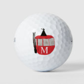 Monogram retro rode ski gondel lift gepersonalisee golfballen (Voorkant)