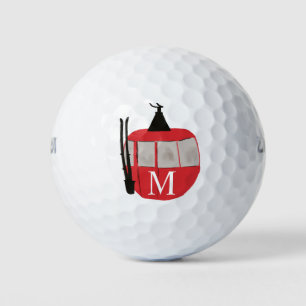 Monogram retro rode ski gondel lift gepersonalisee golfballen