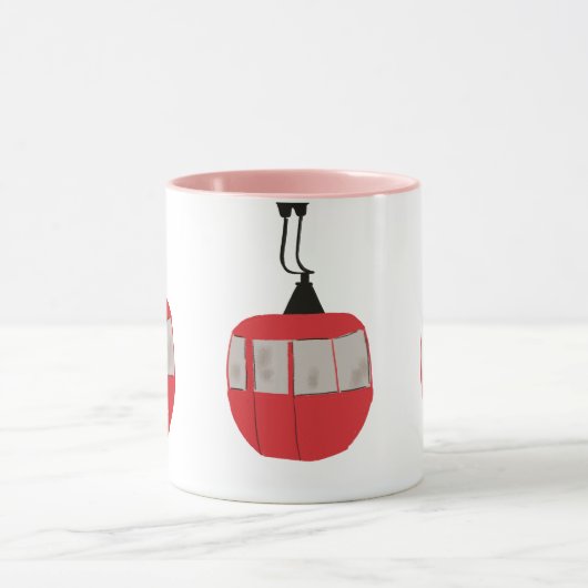 Monogram retro rode ski gondel lift gepersonalisee mok (Midden)