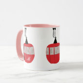 Monogram retro rode ski gondel lift gepersonalisee mok (Voorkant links)