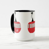 Monogram retro rode ski gondel lift gepersonalisee mok (Voorkant links)