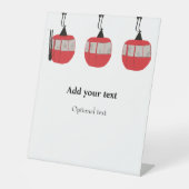 Monogram retro rode ski gondel lift gepersonalisee reclamebord met voetstuk (Voorkant)